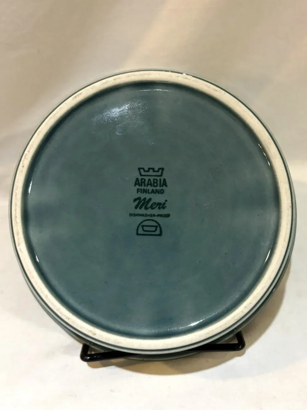Vintage Arabia Finland Meri Blue Stoneware Serving Bowl 7
